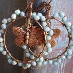 Butterfly Hoops in Turquois..