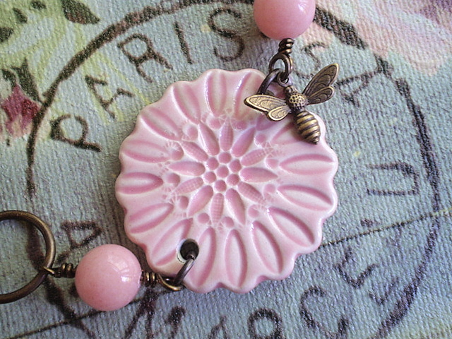 Pink Lemonade Ceramic Flower Bracelet